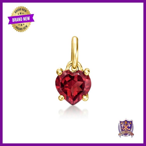14kt Yellow Gold Garnet Heart Charm 0.50 Carat Jewelry